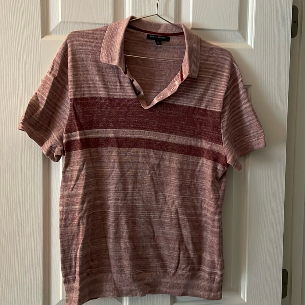 Vintage-y cool BR polo lightweight sweater in ombré weave